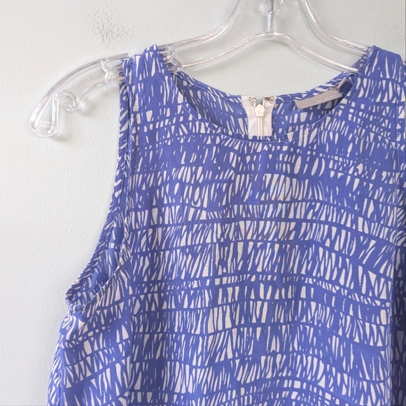 Ellie Kai Blue/Purple & White Geometric Print Silk Shell Layering Tank Top - Picture 5 of 9